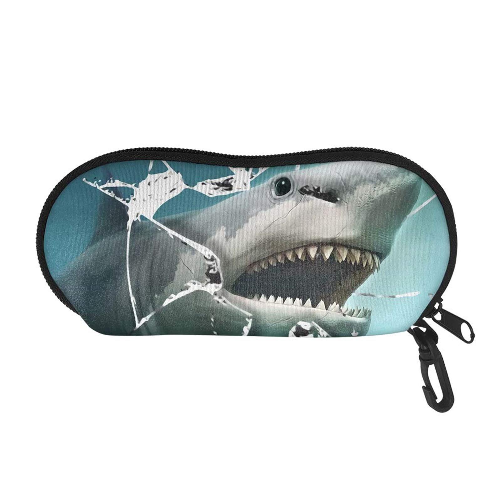 SEANATIVE Hard Shell Eyeglasses Glasses Case Portable Durable Glasses Case Box with Beilt Clip for Women Boy Shark Print