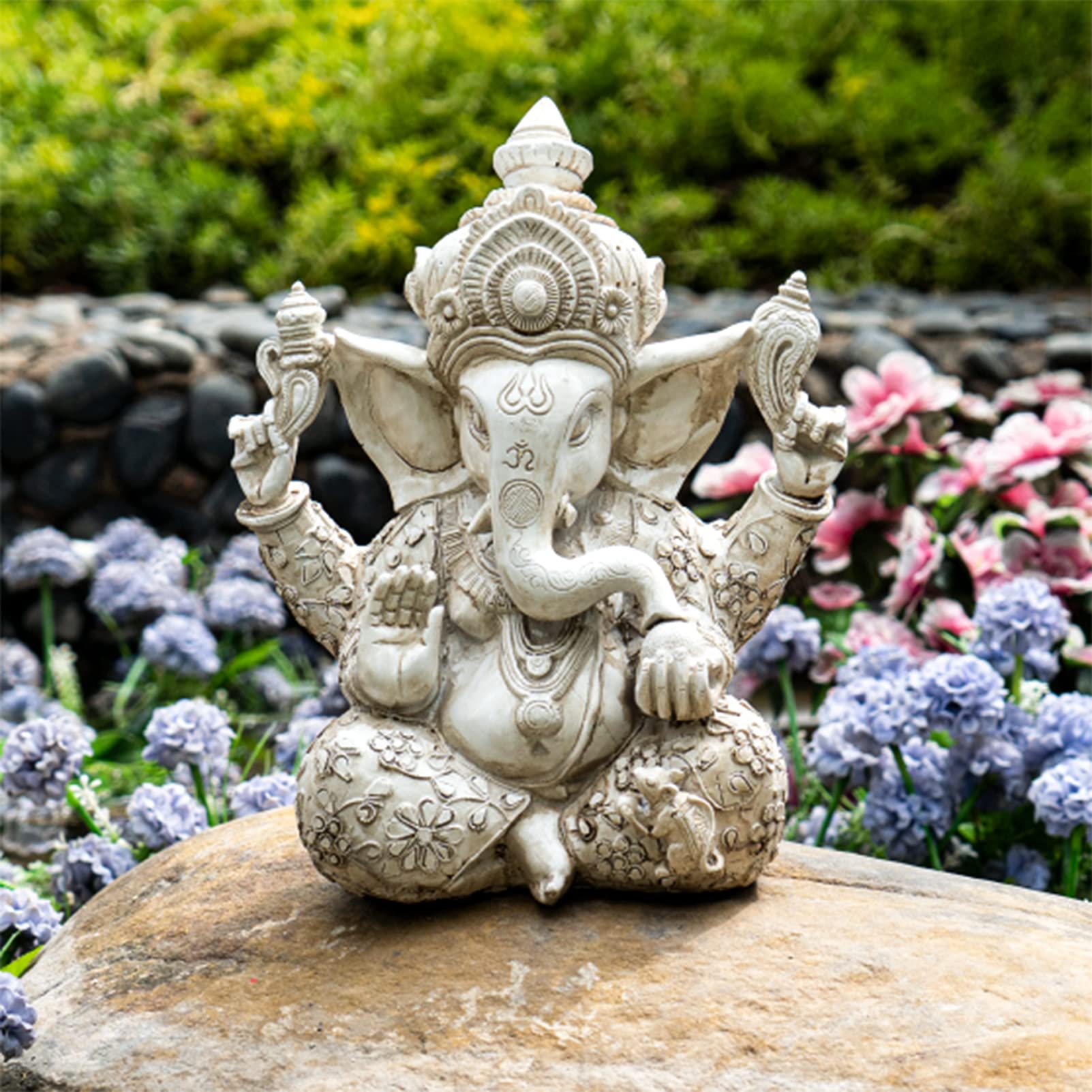 Pevfeciy Garden Buddha Statues Hindu God Lord Ganesha Statue Lord Of Success Ganesh Statue Sculpture Buddha Handmade Figurine Outdoor Elephant Statues For Zen Garden Decoration
