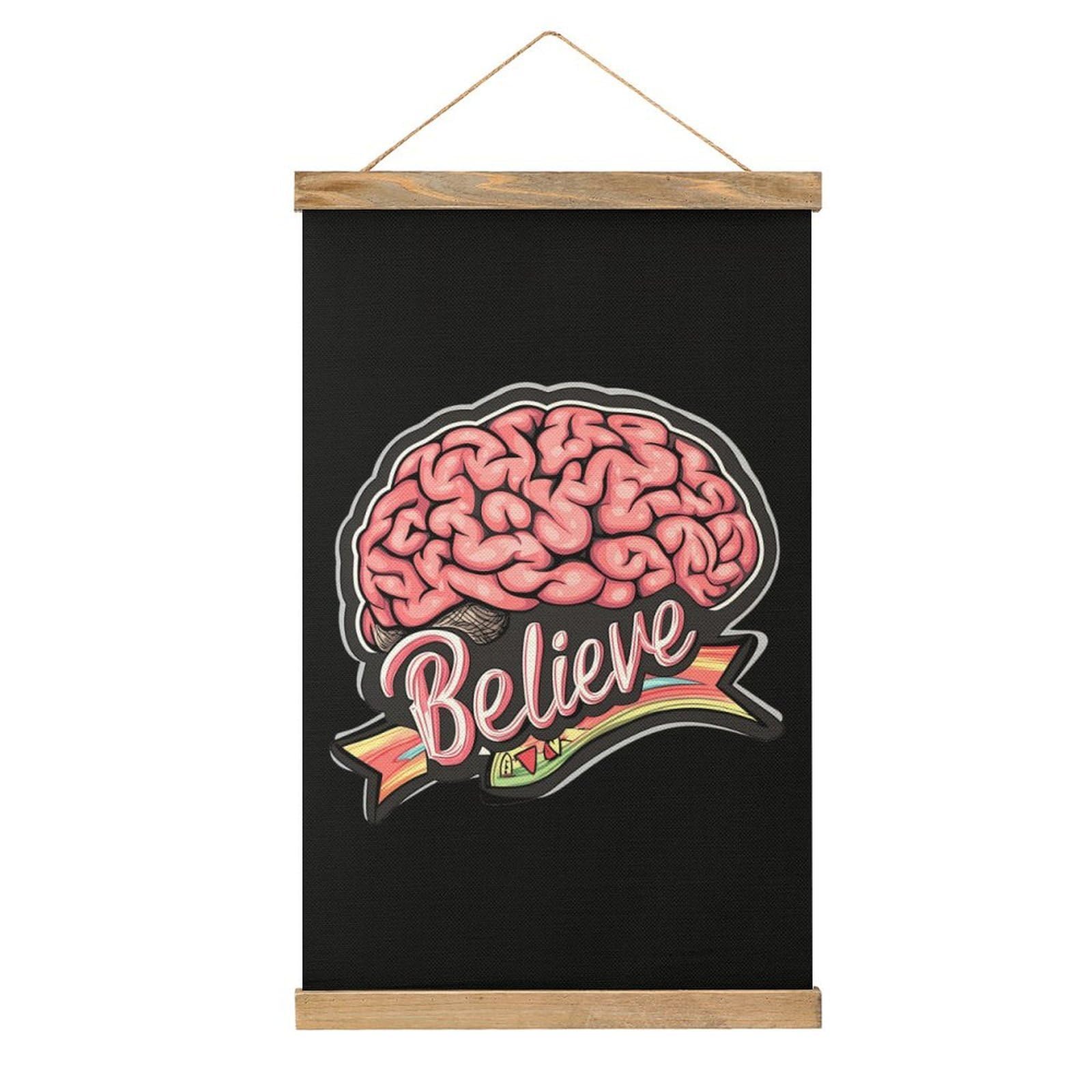 CGSBNGHA Believe-Brain-Cancer Wall Art Prints Linen Hanging Painting Scroll Paintings Pictures Decor for Home