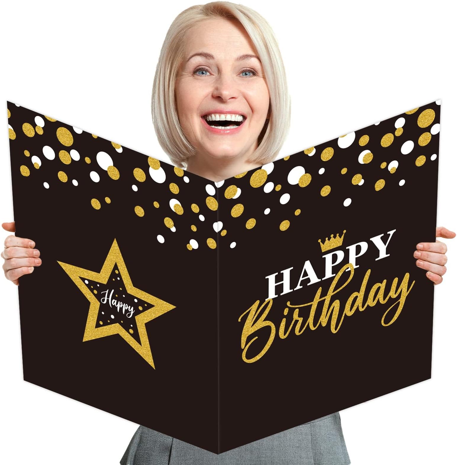 Jumbo Birthday Card Giant Guest Book Happy Birthday Party Decorations Supplies Gifts for Office Women Men Co-Worker -Large 11 x 14 inches