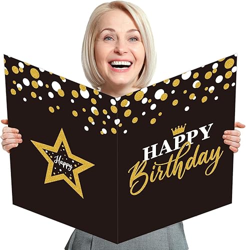 party greeting Tarjeta de cumpleaños gigante, libro de visitas, suministros de decoración de fiesta de cumpleaños, regalos para oficina, mujeres,