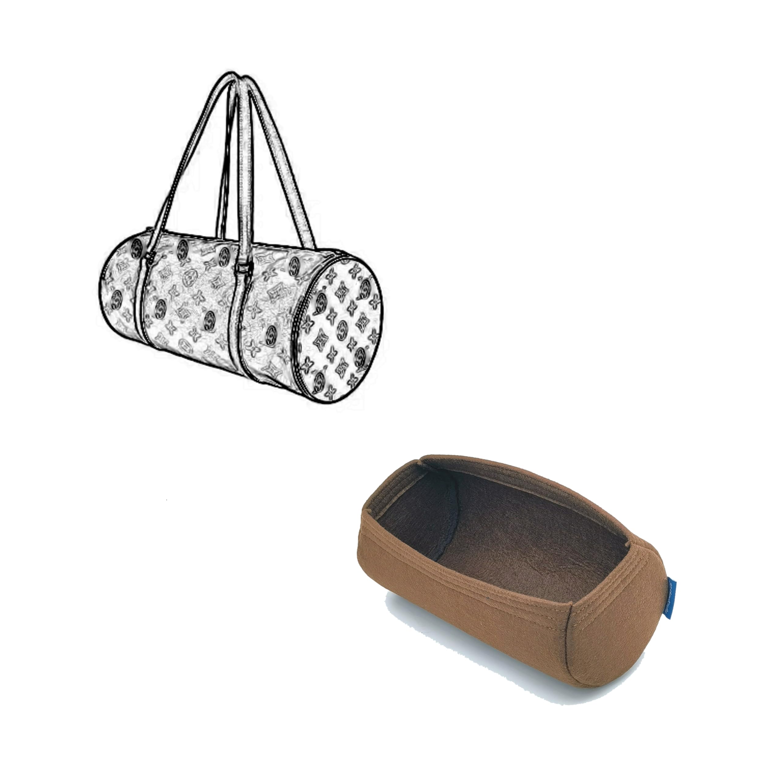 JZShineKrafts Papillon 30 organizer,Papillon 30 insert,Purse insert organizer.(Brown-Papillon 30)