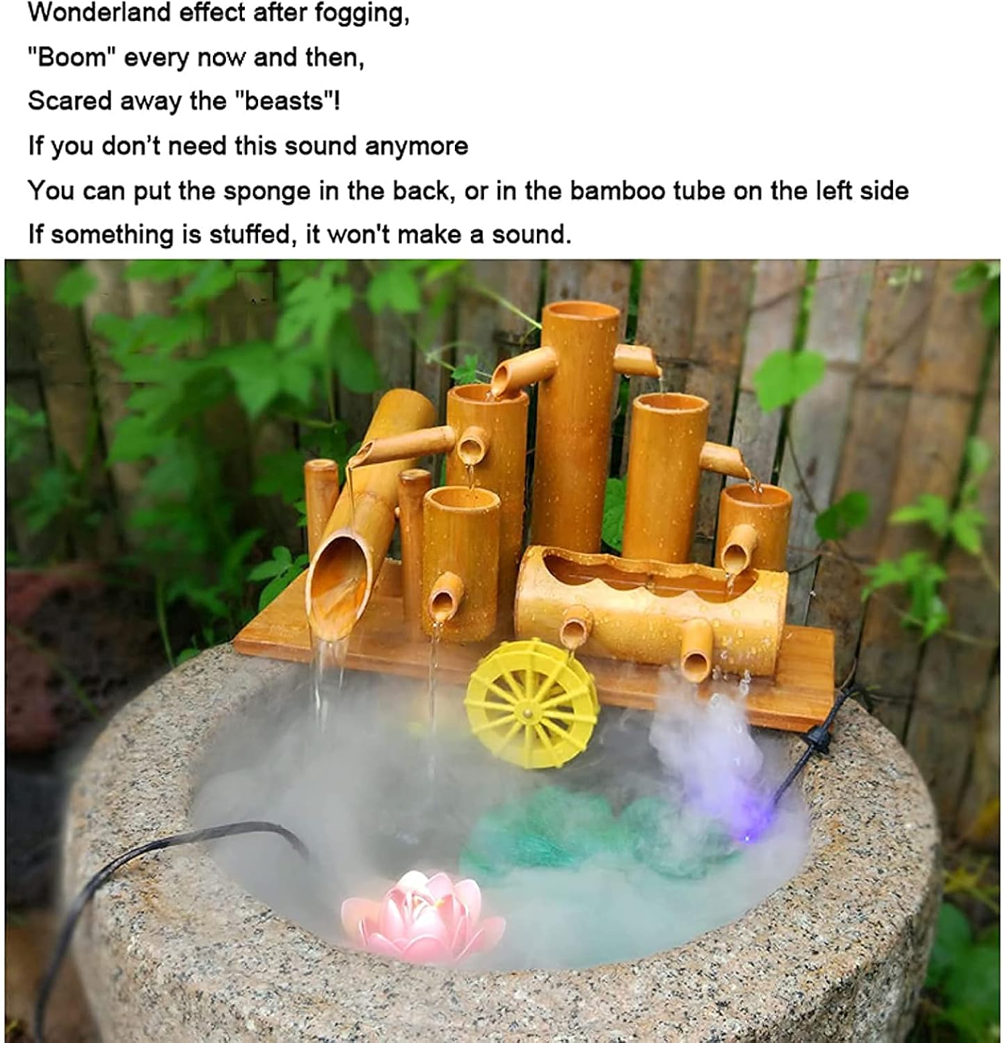 Water Features for The Garden, Bamboo WaterOrnaments,Solar Fountain Pump, Solar Water Fountain, 5W Pump,Bamboo Fountain for Pond, Fish Tank, Garden,50cm (50cm ()