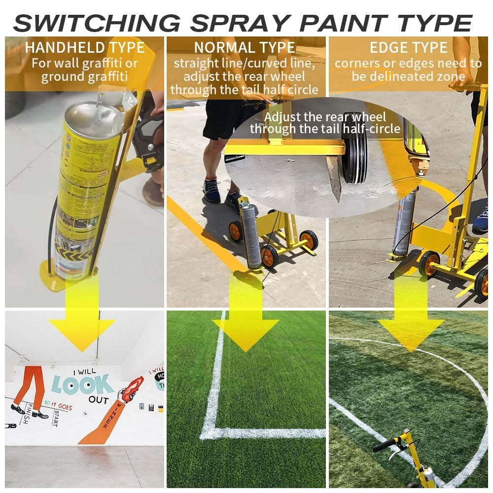 Spelatrice multifunzione per parcheggio, con bacchetta spray per linee rette, cerchi e archi, ideale per applicazioni IOT