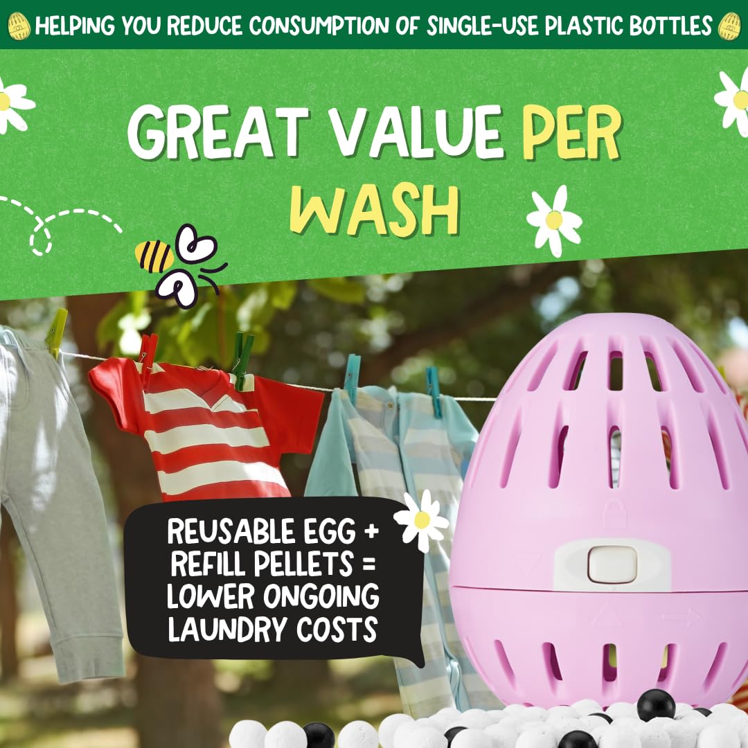 Ecoegg Jajko do prania z 70 myciami w zestawie | Zamiennik detergentu | Bez bio i bez enzymów, fosforanów, oleju palmowego, wybielacza chlorowego | Skóra wrażliwa | Kwiat wiosenny