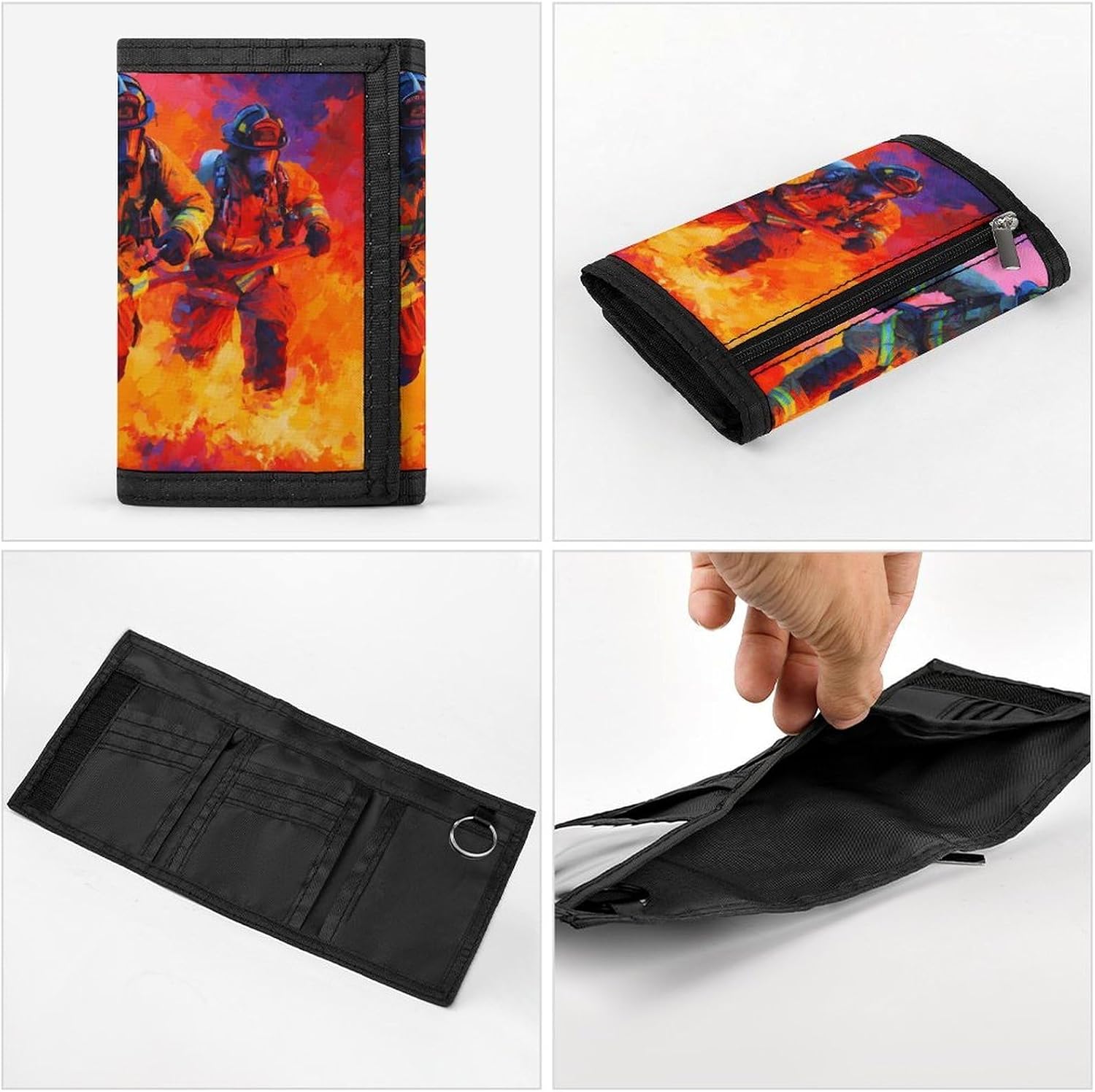 American1 Firefighters Fireman Trifold Slim Wallet Front Pocket With Money Clip And ID Credit Card Slots For Travel Work