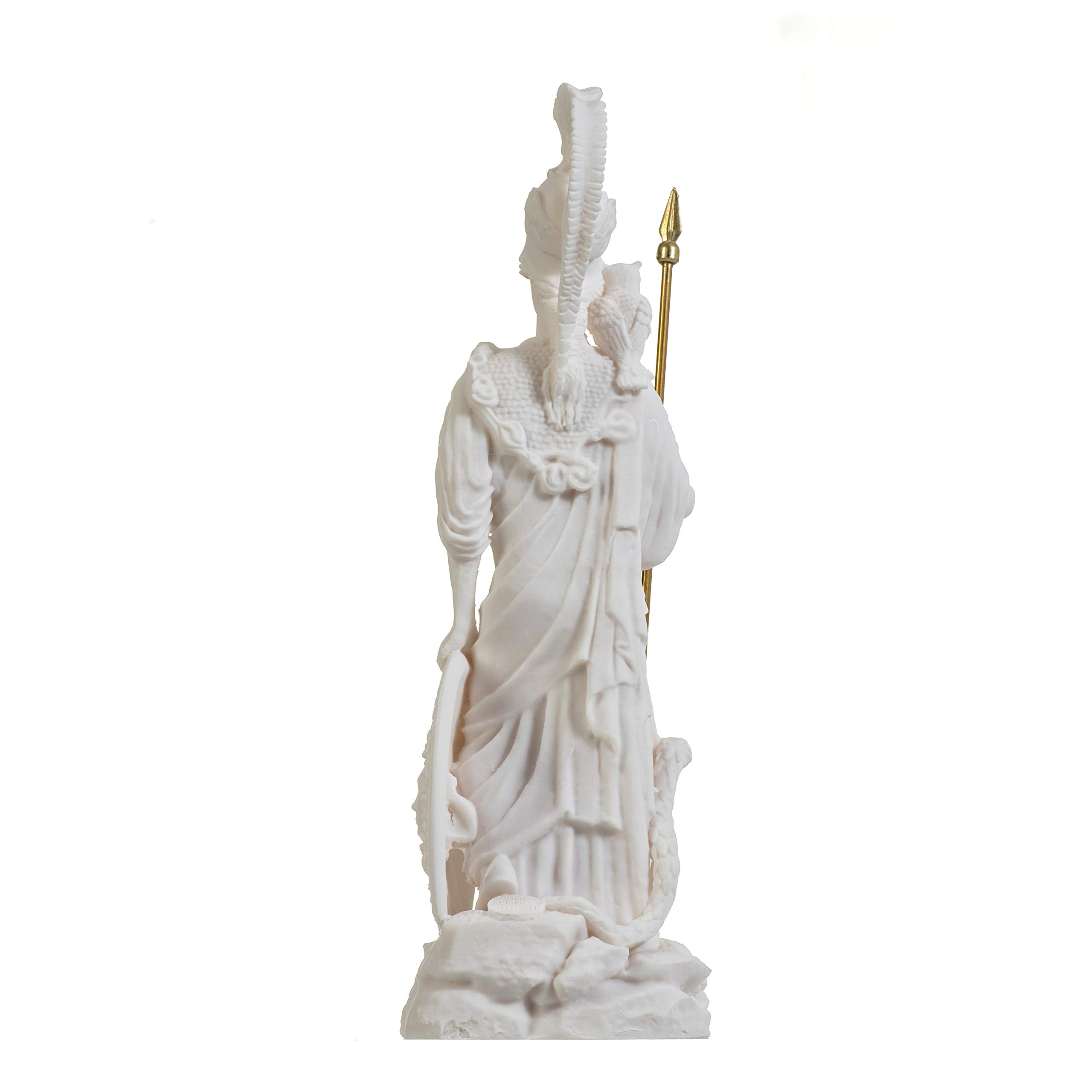 Atena Dea Greca con Gufo e Scudo Con Medusa Statua Di Alabastro 26,6 cm