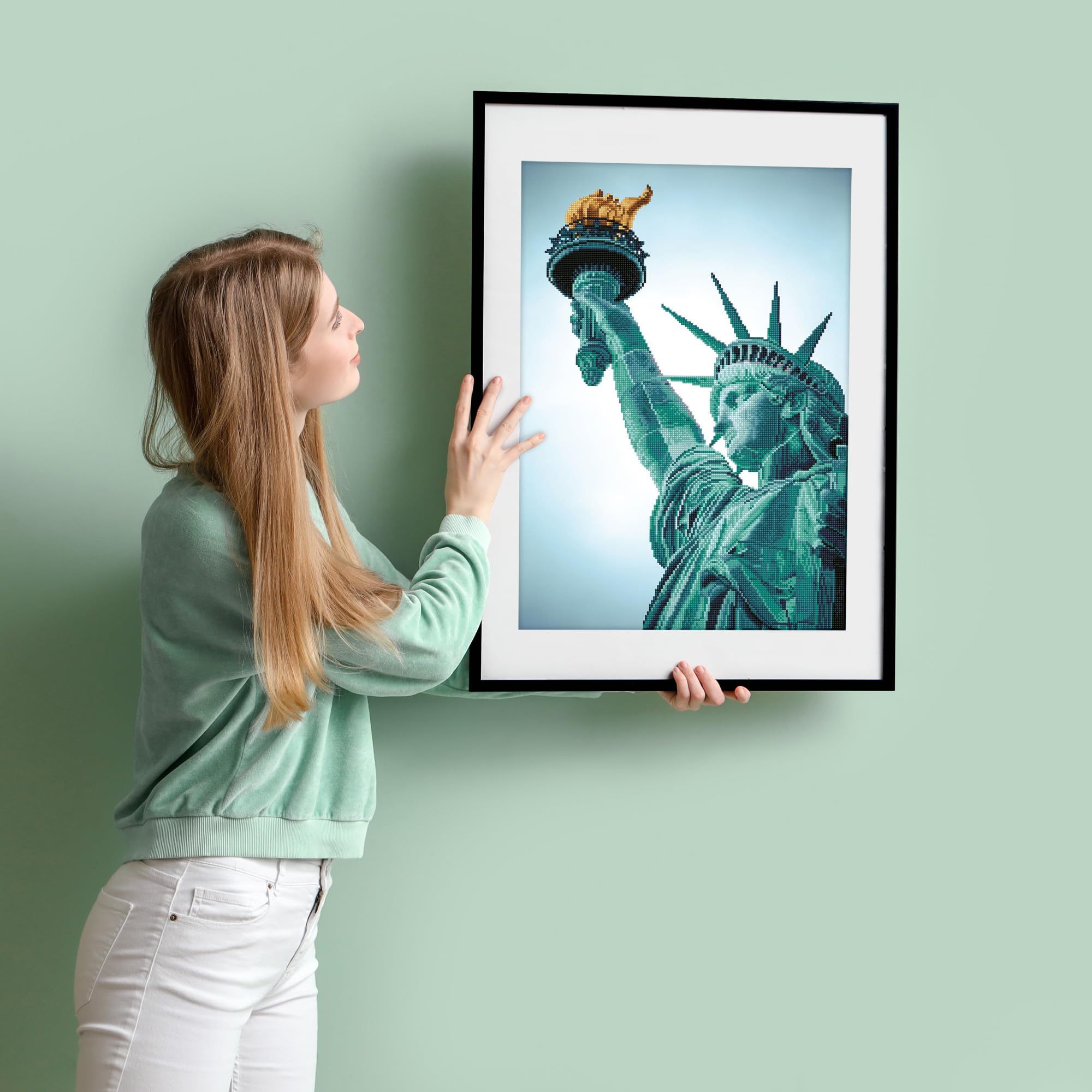 Diamond Dotz DD12-052 Statue of Liberty, ca. 47 x 70 cm groß, Diamond Painting, Malen mit Diamanten, funkelndes Bild zum Selbstgestalten, für Kinder und Erwachsene