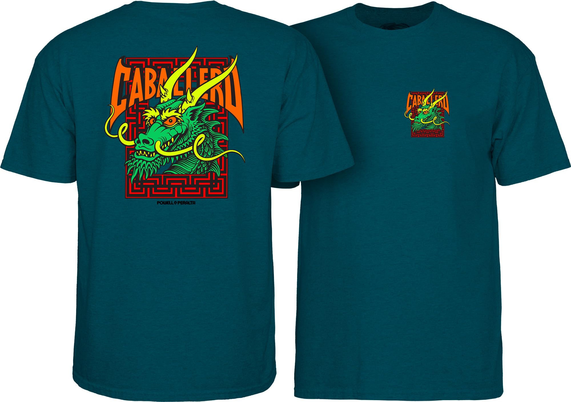 Powell Peralta Steve Caballero Street Dragon T-Shirt, Midnight Teal, Large