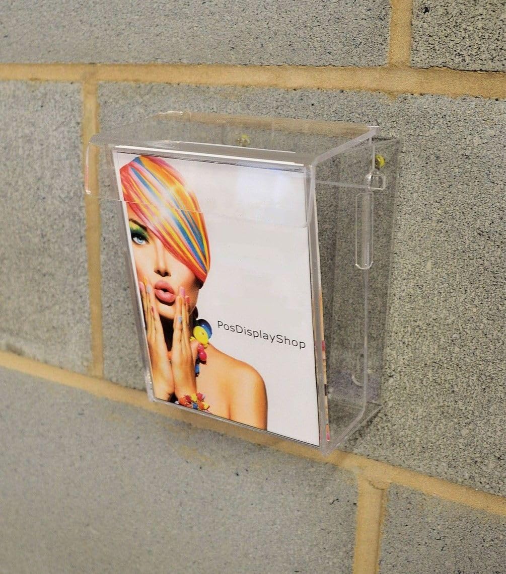 Pos Display Shop Clear A4 Portrait Acrylic Outdoor Wall Mount Offer Leaflet Brochure Map Holder Dispenser With Lid - Lds4452