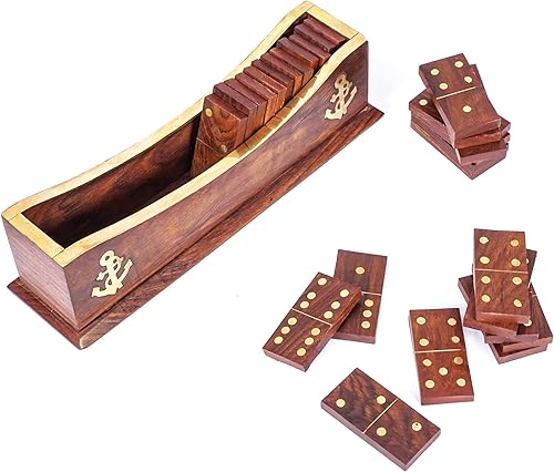 Juego de dominó de madera barco bandeja única hecha a mano juguetes y juegos de mesa para adultos