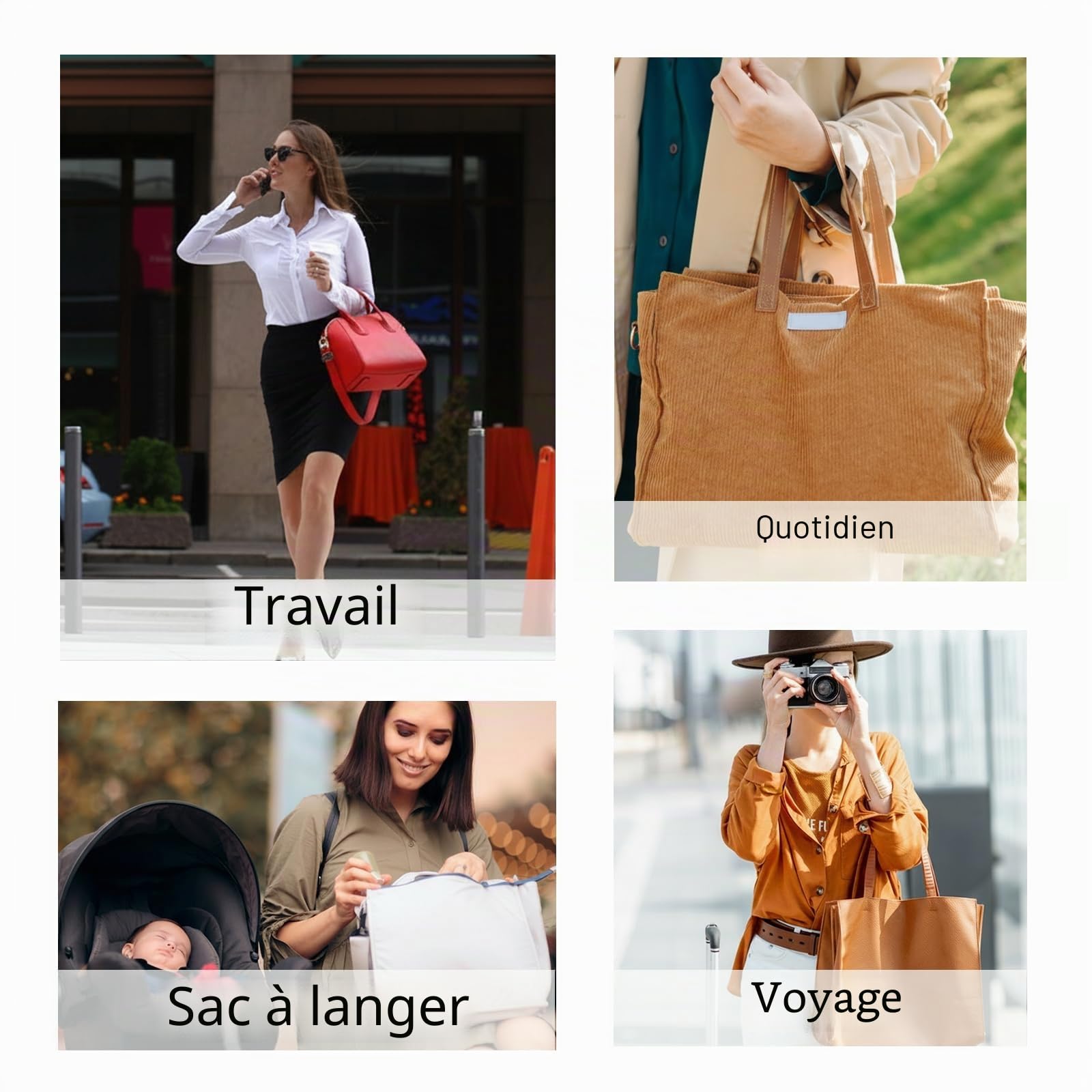 Organisateur de Sac en Feutre avec Plusieurs Poches, Insert de Sac à Main Léger avec Poche Zippée, Organisateur pour Tote Bag, Beige, L