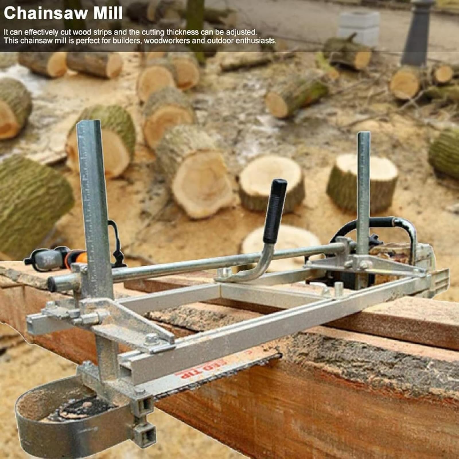 Molino De Sierra De Cadena Portátil Para Cortar Troncos, Jig De Aserradero De Aluminio Ajustable Para Carpintería, Control De Espesor De Precisión De Media A Doce Pulgadas Para La Fabricación De Losas