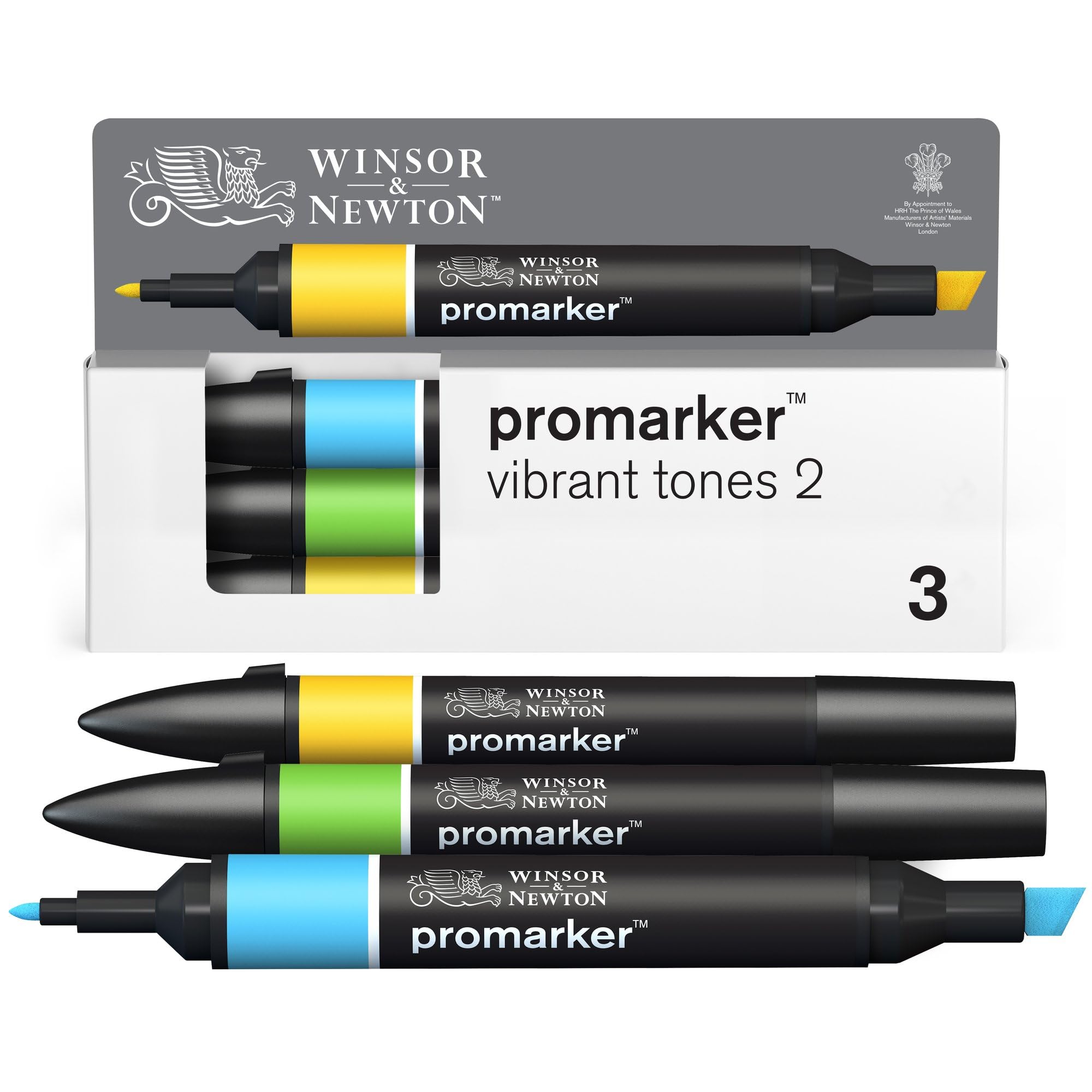 Winsor & Newton Multicoloured Vibrant Tones 2 Promarkers 3 Pack