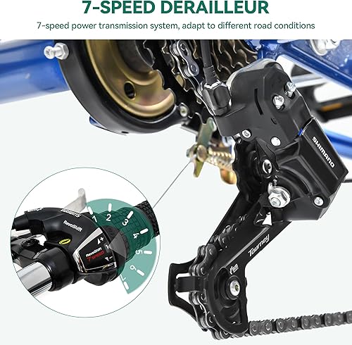 Miniatura 6 de YITAHOME Triciclo para adultos de 7 velocidades, bicicletas de 3 ruedas de 24 y 26 pulgadas, bicicleta de triciclo para adultos con cestas