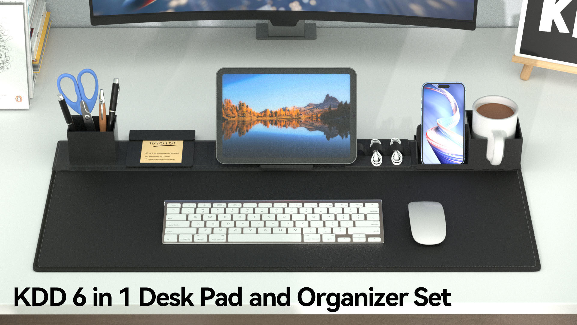 KDD Mouse Keyboaed Pad with Magnetic Organizer Set, 6 in 1 Desk