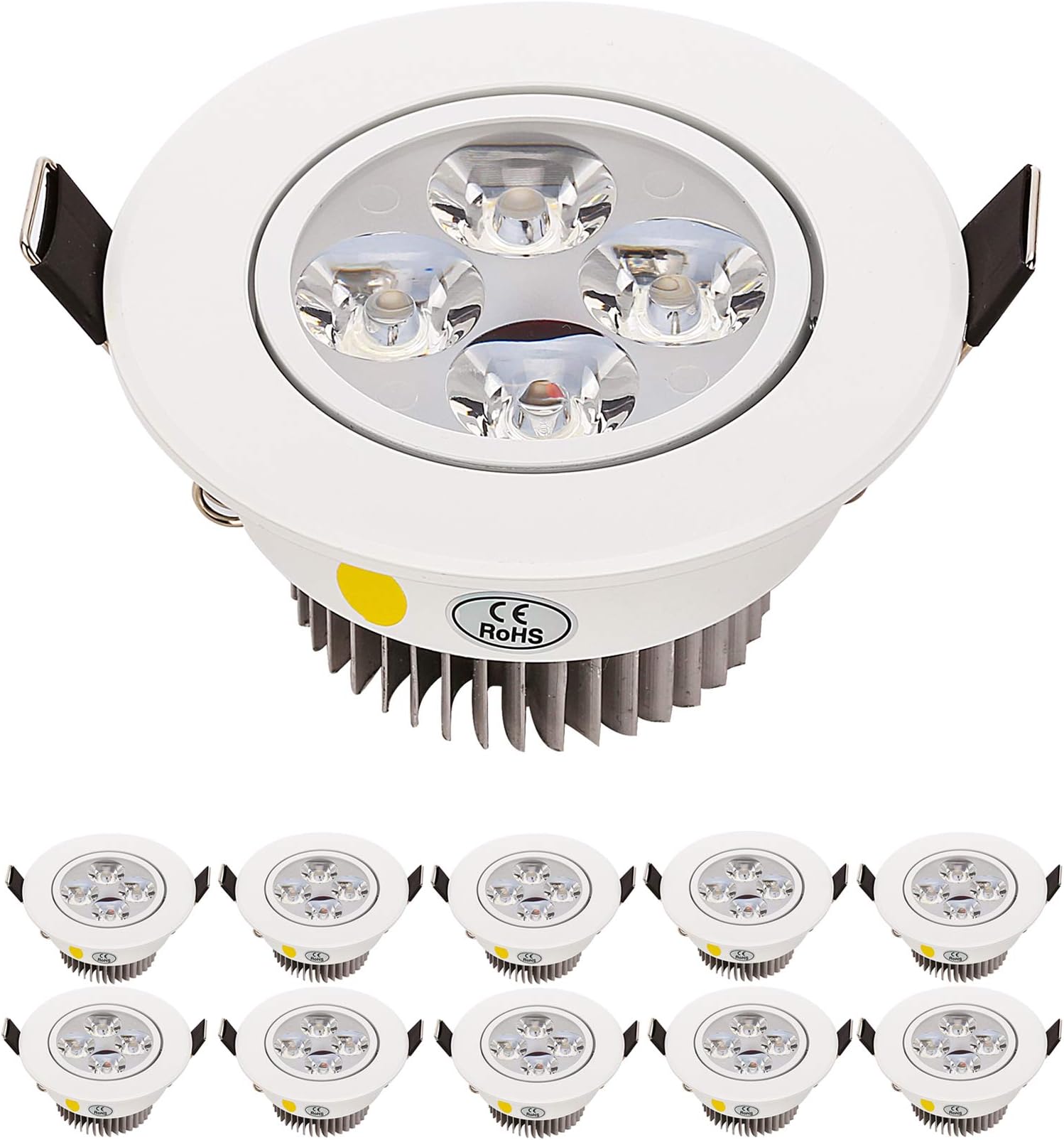 LEDSONLINE LED Downlight Recessed Lighting Dimmable Warm White 110V 360LM 4W Equal 48W Halogen lamp Fixture Round for Home Deco ect Complete Recessed Lighting Kits Pack of 10