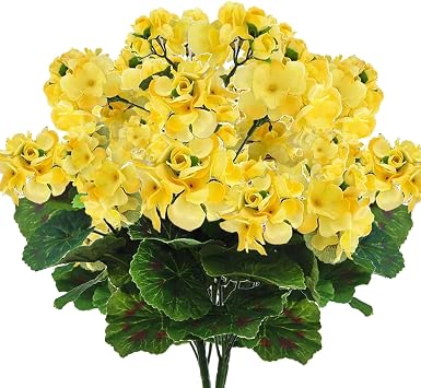 4Pcs Artificial Geranium Bouquet Artificial Geranium Silk Flower Simulation 5 Pronged Begonia Flower Plant Geraniums for Wedding Home Living Room Decor B 35cm