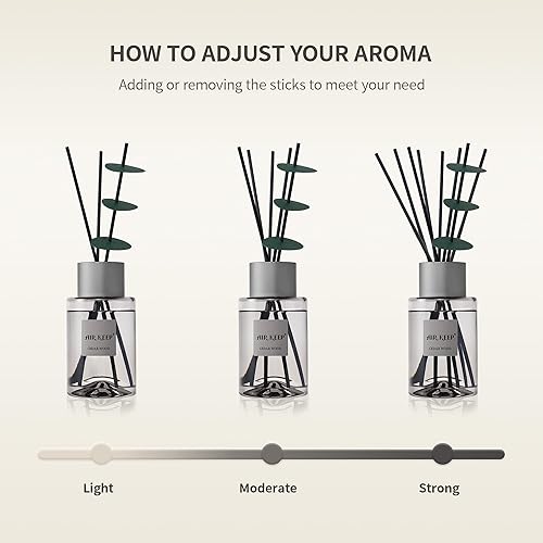 Miniatura 2 de Airkeep Difusor de junco, juego de difusor de varillas grises6.7 oz (6.8 fl oz)difusor de aceite de vainilla de cachemira y varillas difusoras de