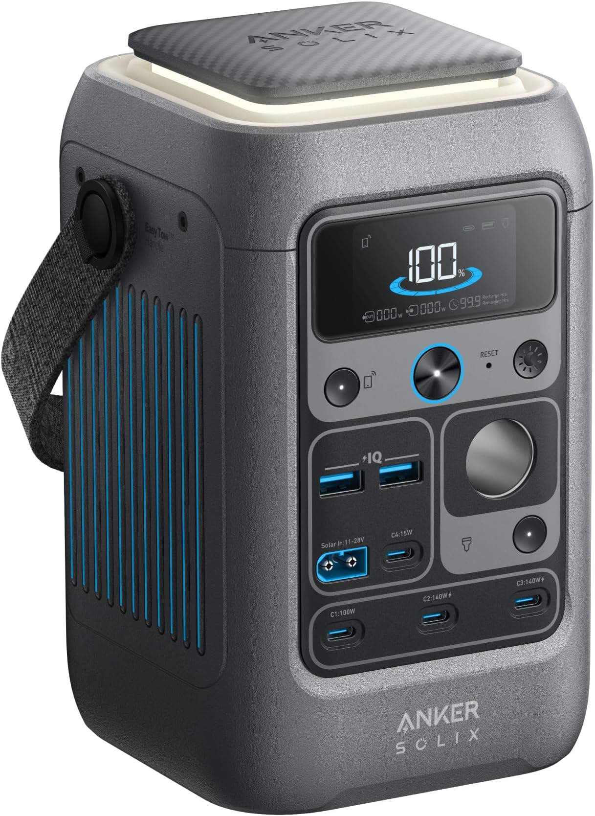 Anker SOLIX C300 DC Power Bank Station, Outdoor 288Wh (90,000mAh), Portable Power Station for Multiple Devices, LiFePO4 Battery, 300W Solar Generator, for Camping, Traveling, and Emergencies (Renewed)