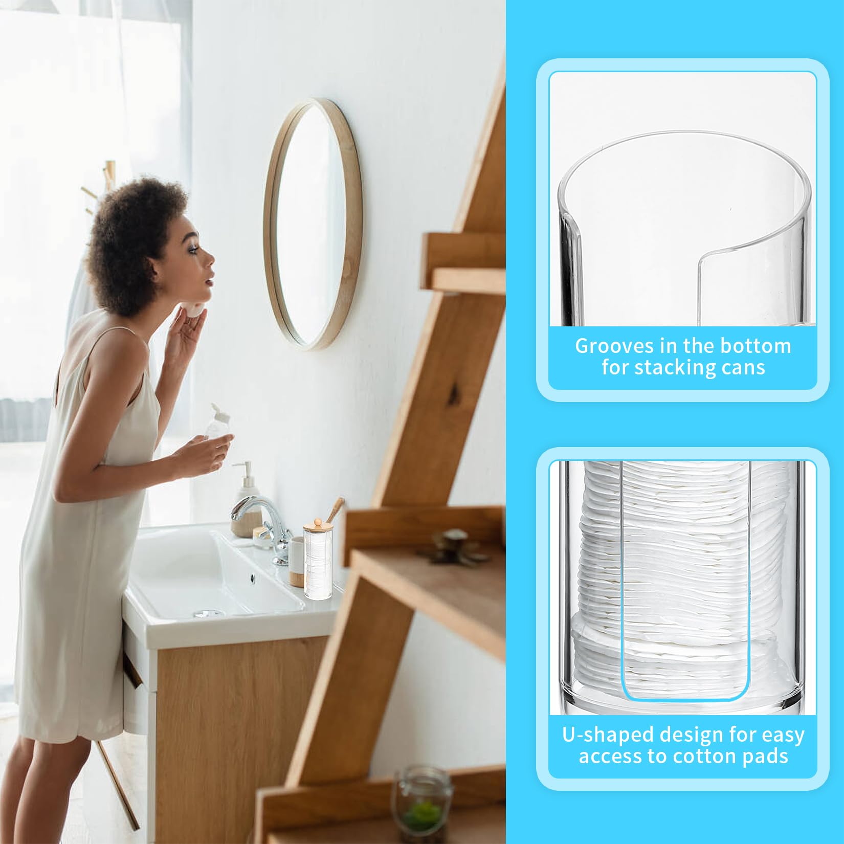 3 Soportes de Hisopos, Organizador de Almohadillas de Maquillaje, Caja Contenedor Dispensador de Almohadillas con Tapas para Discos Bola de Algodón Qtips Cosmeticos Baño