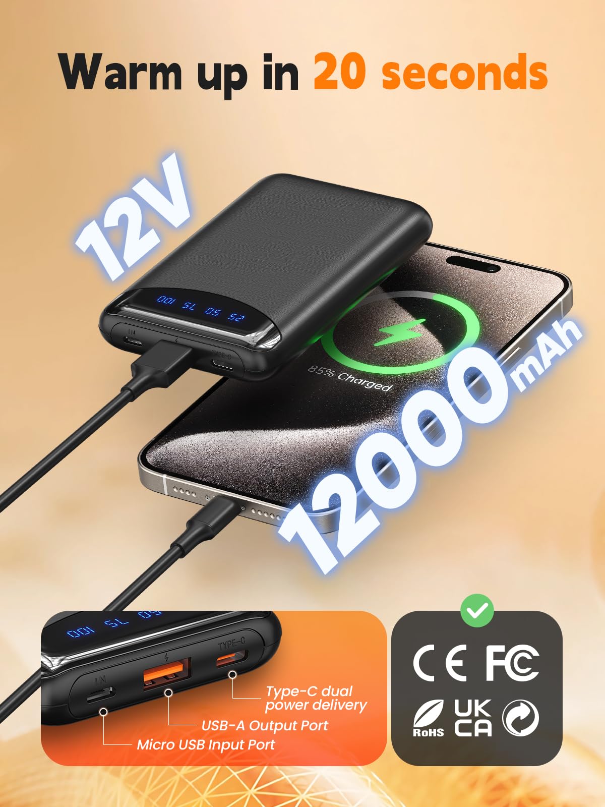 VIWKO Gilet Riscaldante Donna con Batteria 12V 12000mAh, 4 Livelli di Calore e Controllo App, Gilet Termico Leggero per Invierno Lavoro da Casa, Passeggiate, Escursionismo e Tempo Libero