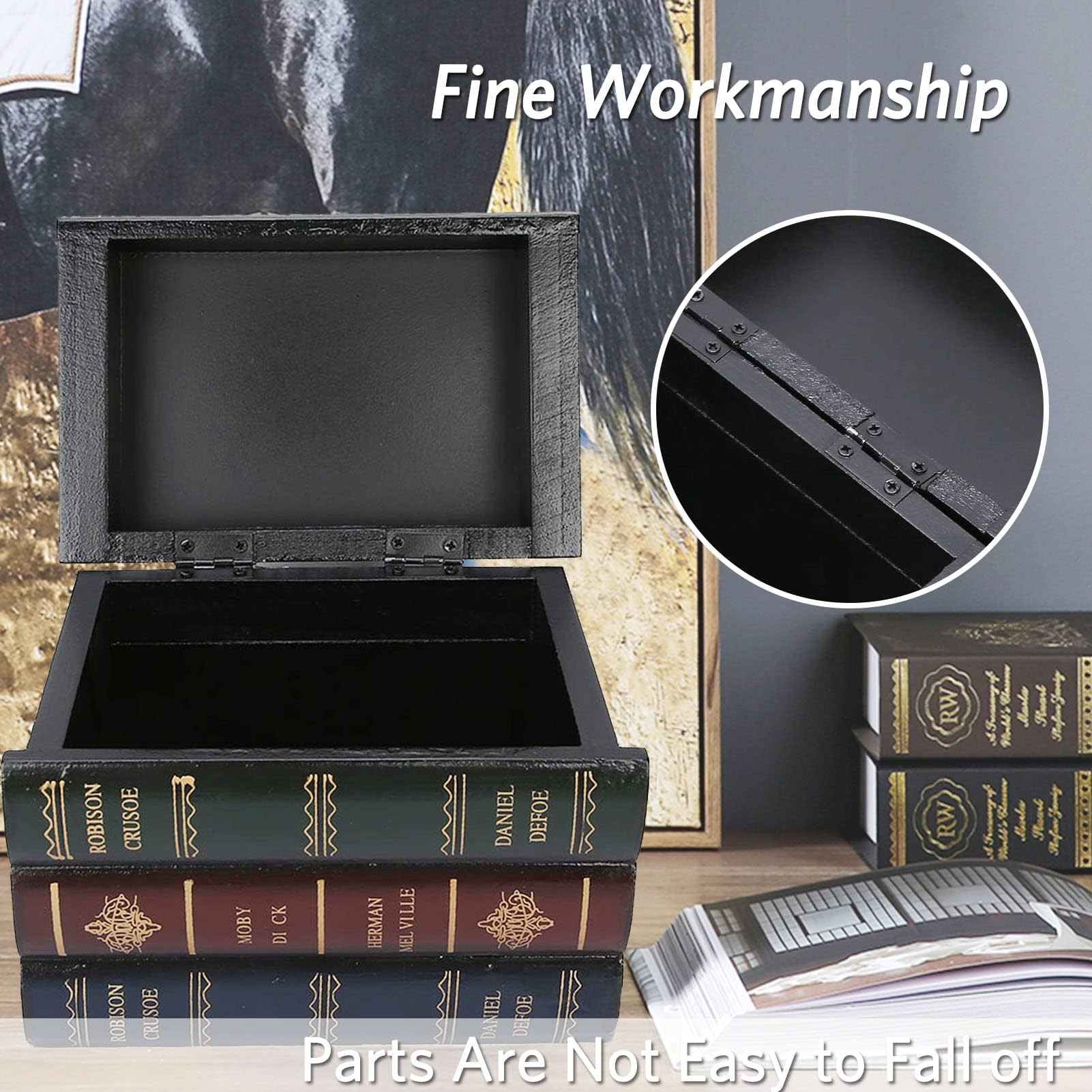 Fake Book Box, Vintage Style Book Shaped Storage Box Hidden Book