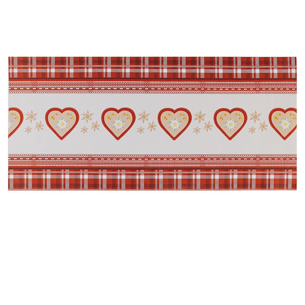 JOKE TIROL Tapis de cuisine en PVC au mètre, tapis de cuisine en vinyle, antidérapant anti-taches, design tyrolien de Noël (50 x 290 cm, LOVE RED)
