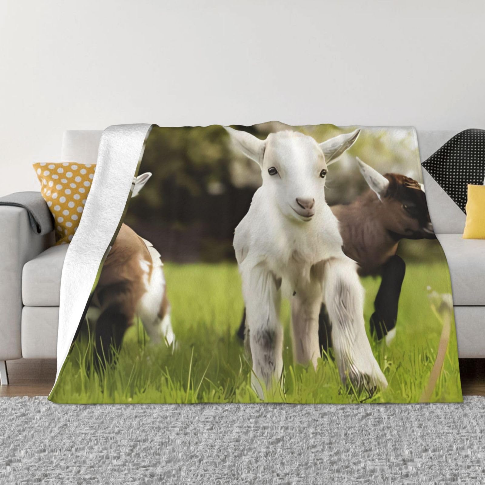 Couverture en flanelle chèvre plaid doux pour lit et canapé