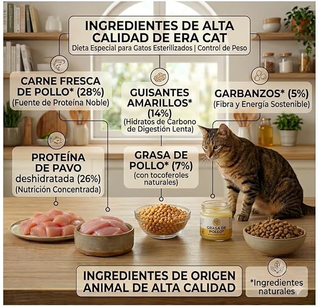 Foto 4 de 5 de ERA Pienso para Gatos Grain Free Adulto Esterilizado, Pollo y Pavo 3 kg