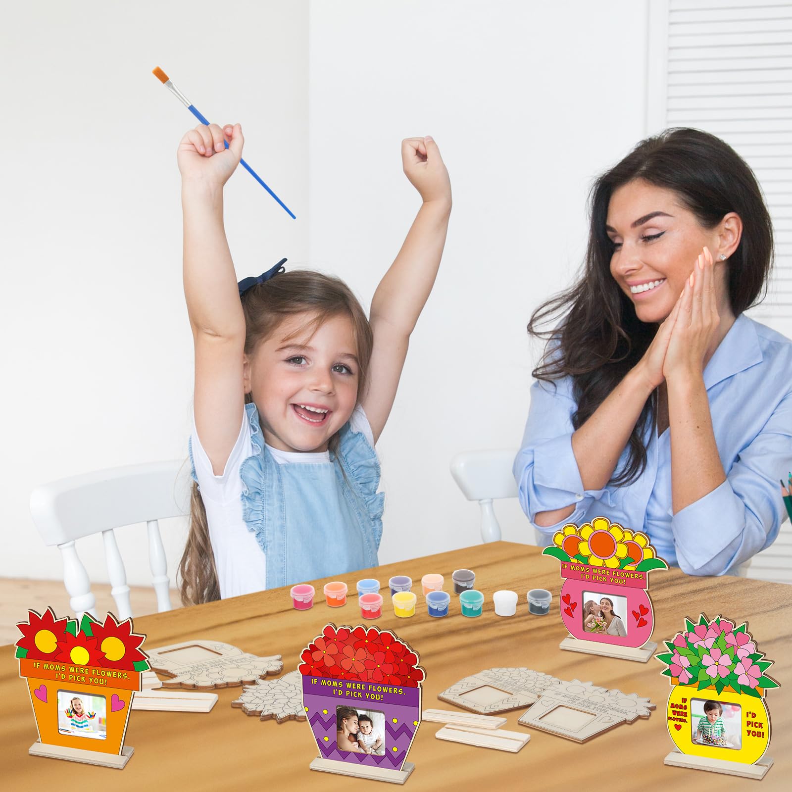 Yizeda 8 Set Mother's Day Wooden Crafts For Kids - DIY