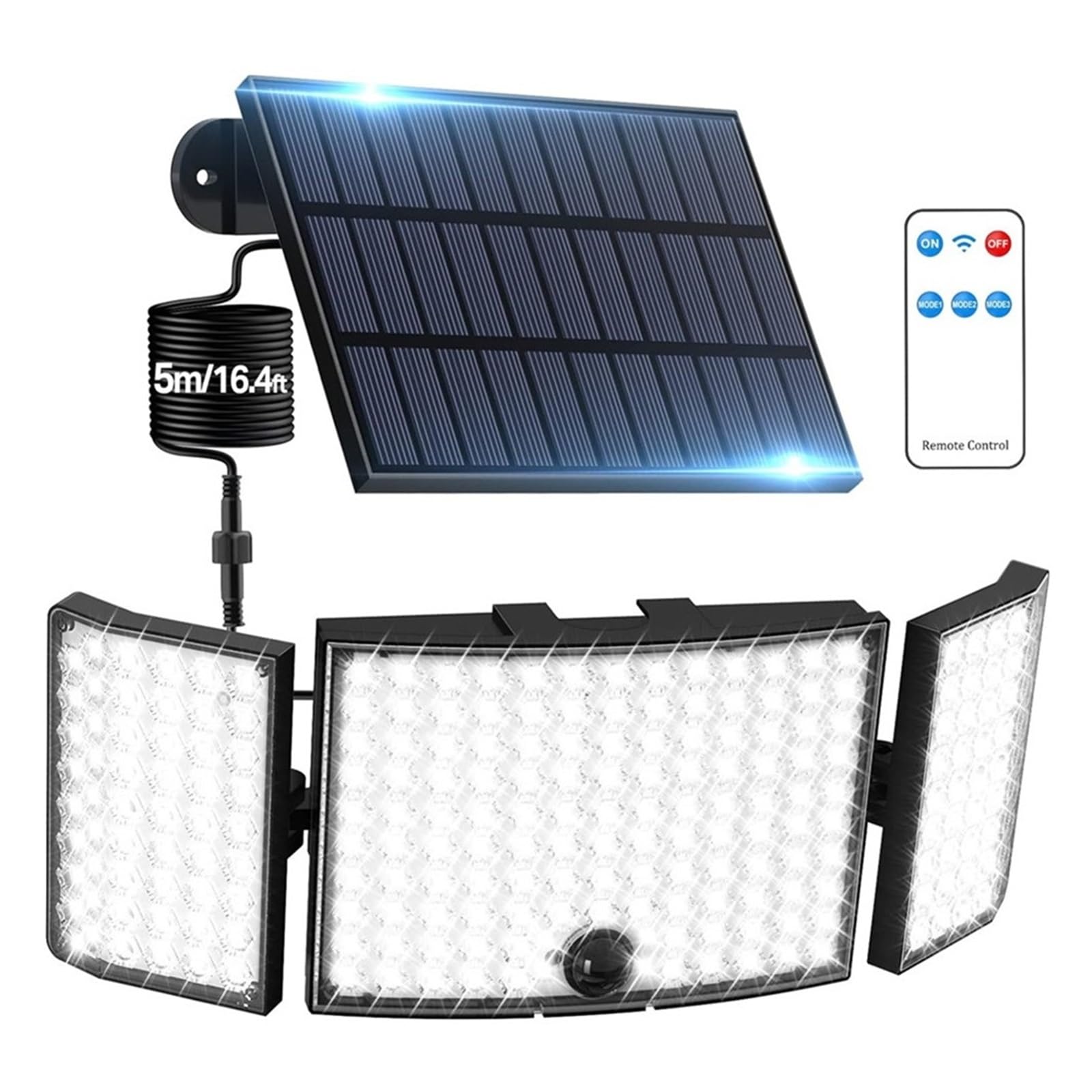 LNHHG Solar Flood Light 234 LED Solar Security Lights IP65 Waterproof Split Wall Lamp Motion Sensor 3 Side Illumination Outdoor Flood Lighting for Garden Driveway Garage Patio(234 LED)
