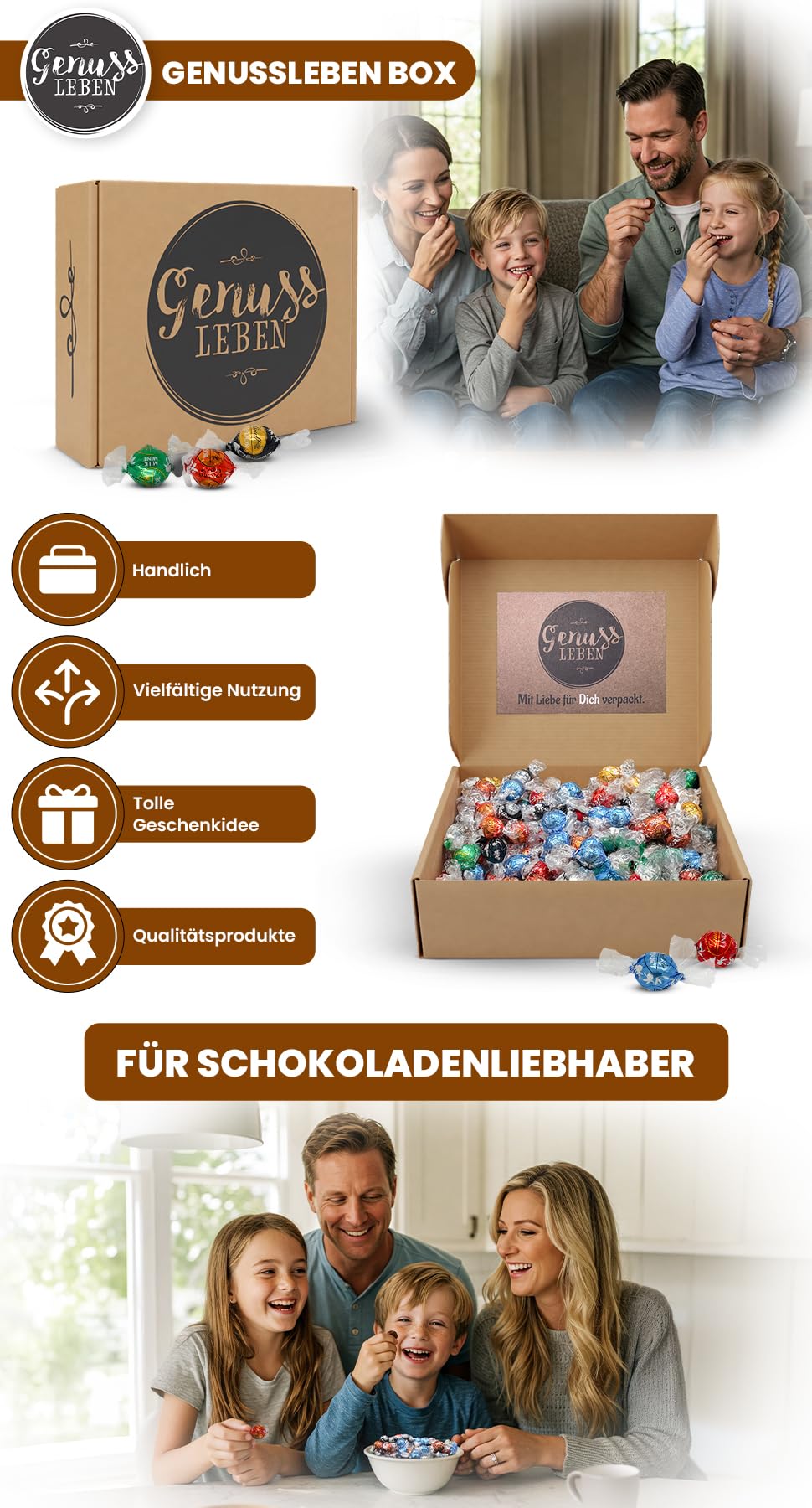 Genusslebenbox mit 800g Kugeln im zufälligen Mix, Ideal als Geschenk für Valentinstag oder als Vorratsbox geeignet