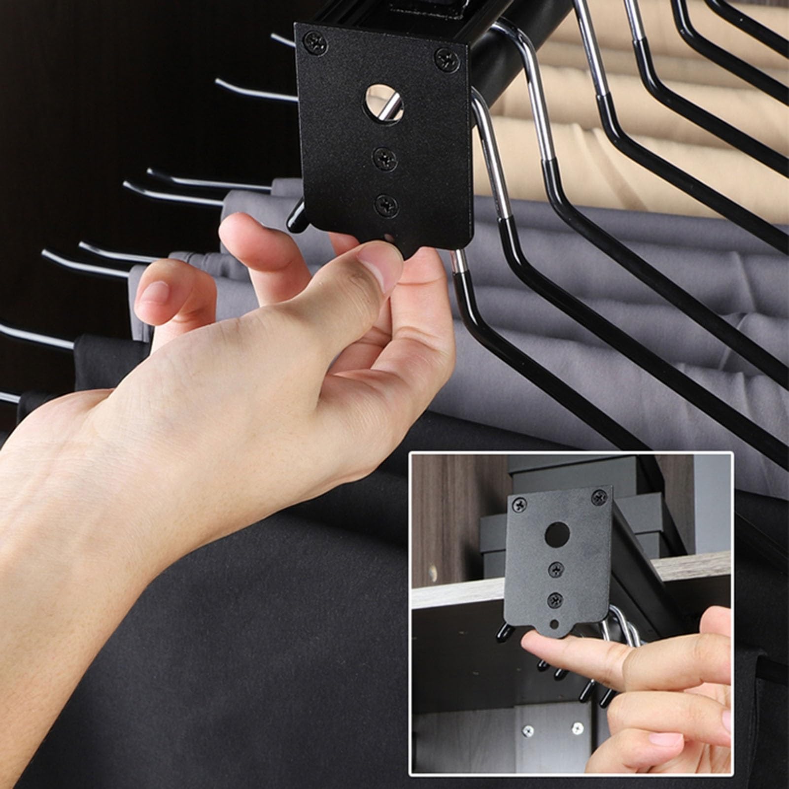 Appendiabiti Estraibile per Pantaloni, Asta Appendiabiti Estraibile Regolabile per Armadio e Porta Pantaloni, Binario Appendiabiti salvaspazio per riporre Gli Abiti nell'armadio, capacità 20