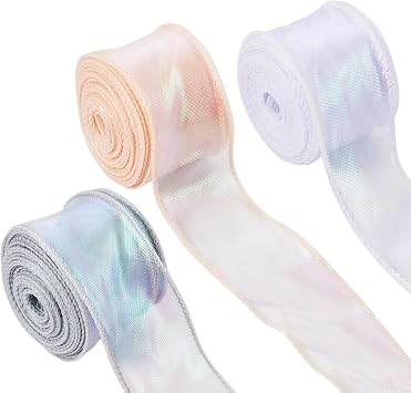 KISSITTY Iridescent Organza Ribbon Sheer Easter Craft الشريط الزخرفي للزهور باقات الزهور Garlands Wedding Gift Wrapping أقواس الشعر الديكورات الزخارف
