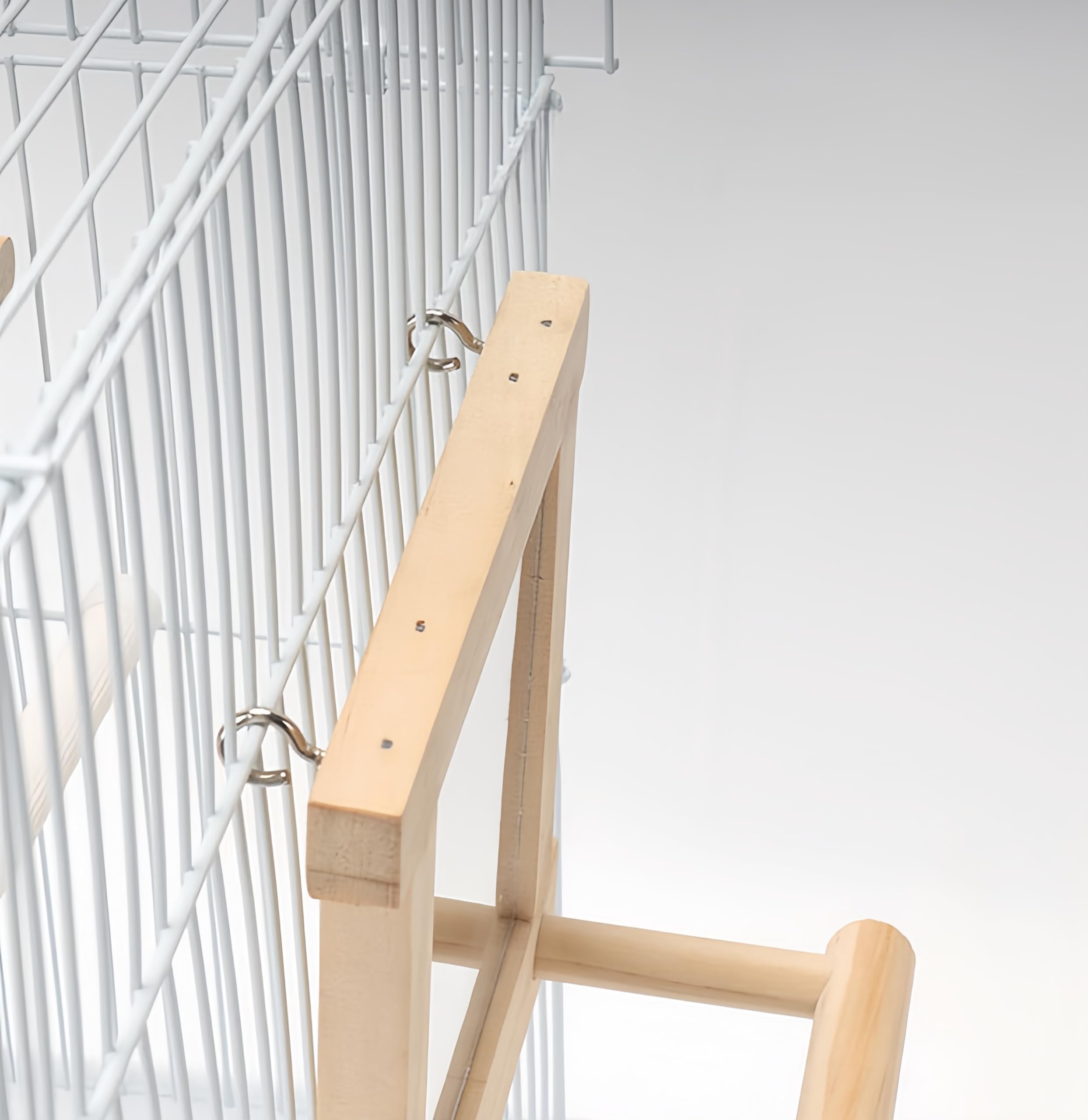 HANZE Soporte para pájaros de madera natural con espejo, columpio de colibrí, perca y accesorio de juego, paquete de 2