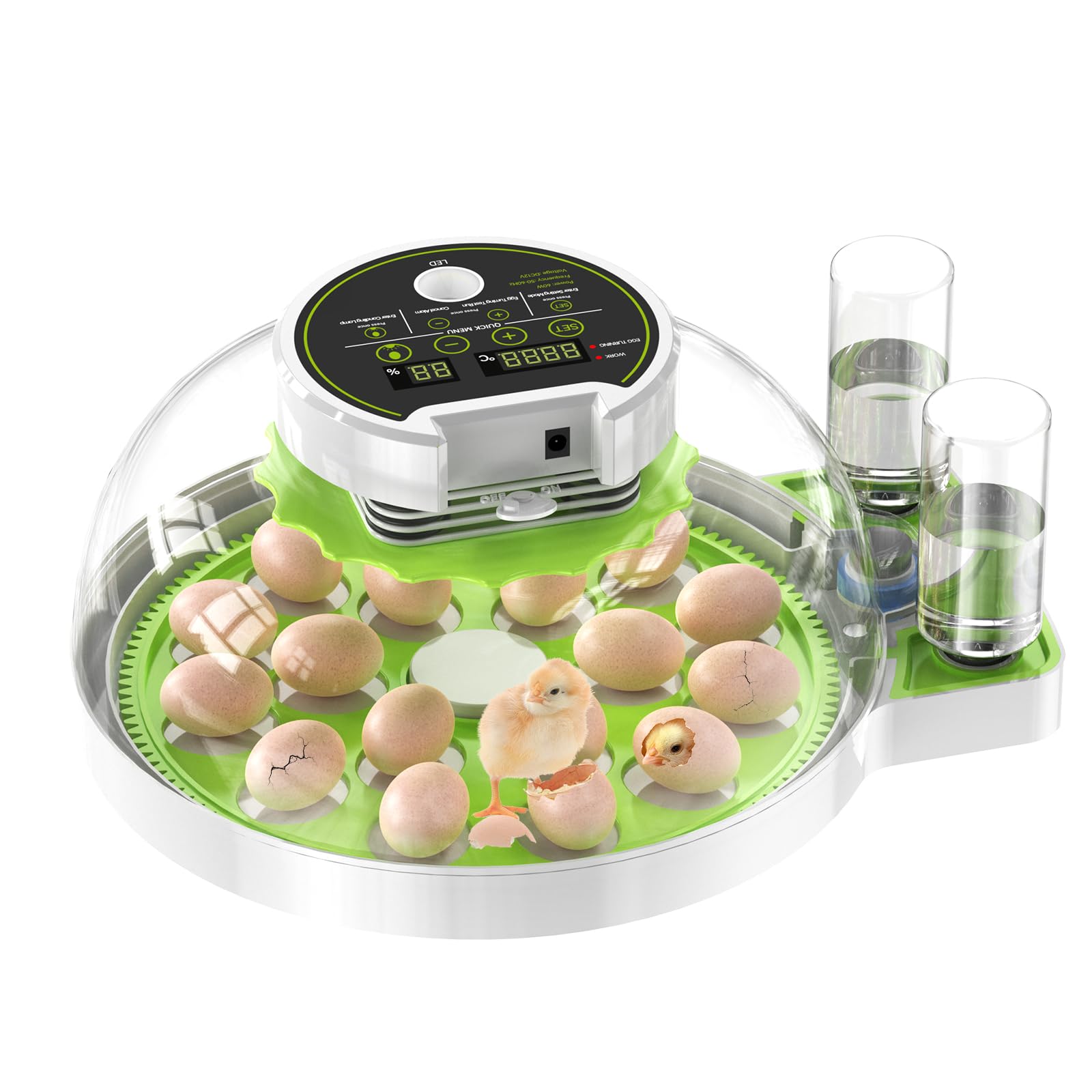 Incubatrice automatica completa, incubatrice per 16-60 uova per polli con rotazione automatica