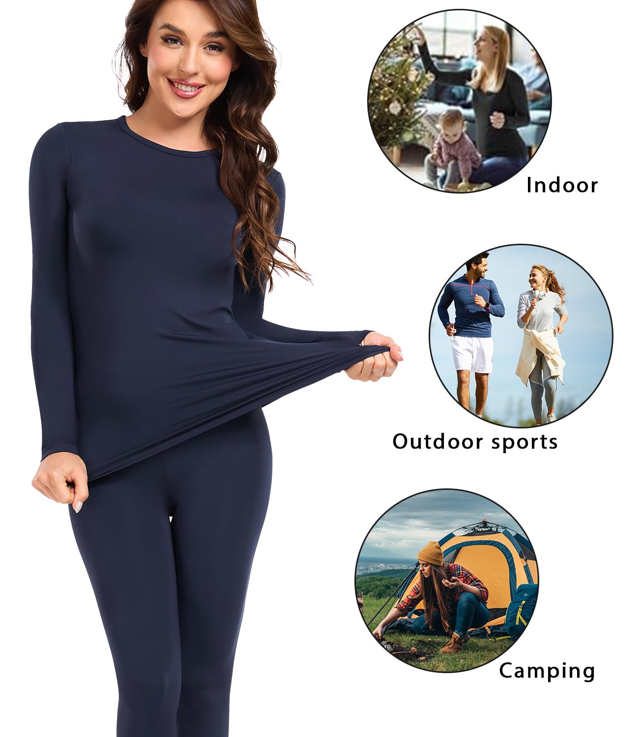 wirarpa Conjunto de Ropa Térmica para Mujer, Capa Base Forrada de Polar, Top de Manga Larga y Pantalón para Señoras para Calor en Invierno