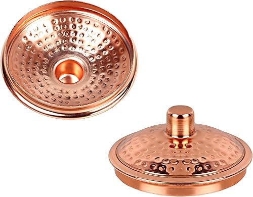 Miniatura 5 de Tazas de agua de cobre martilladas hechas a mano con tapa, 100% cobre puro, sin forro, sin revestimiento para beneficios de salud ayurveda, 70 onzas