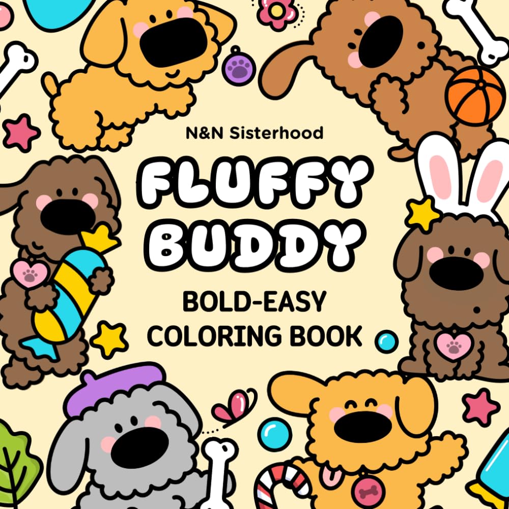 Fluffy Buddy: Bold and Easy Puppy Coloring Book for Kids, Beginners & Seniors | Cute Dogs, Simple Designs & Fun Coloring Pages