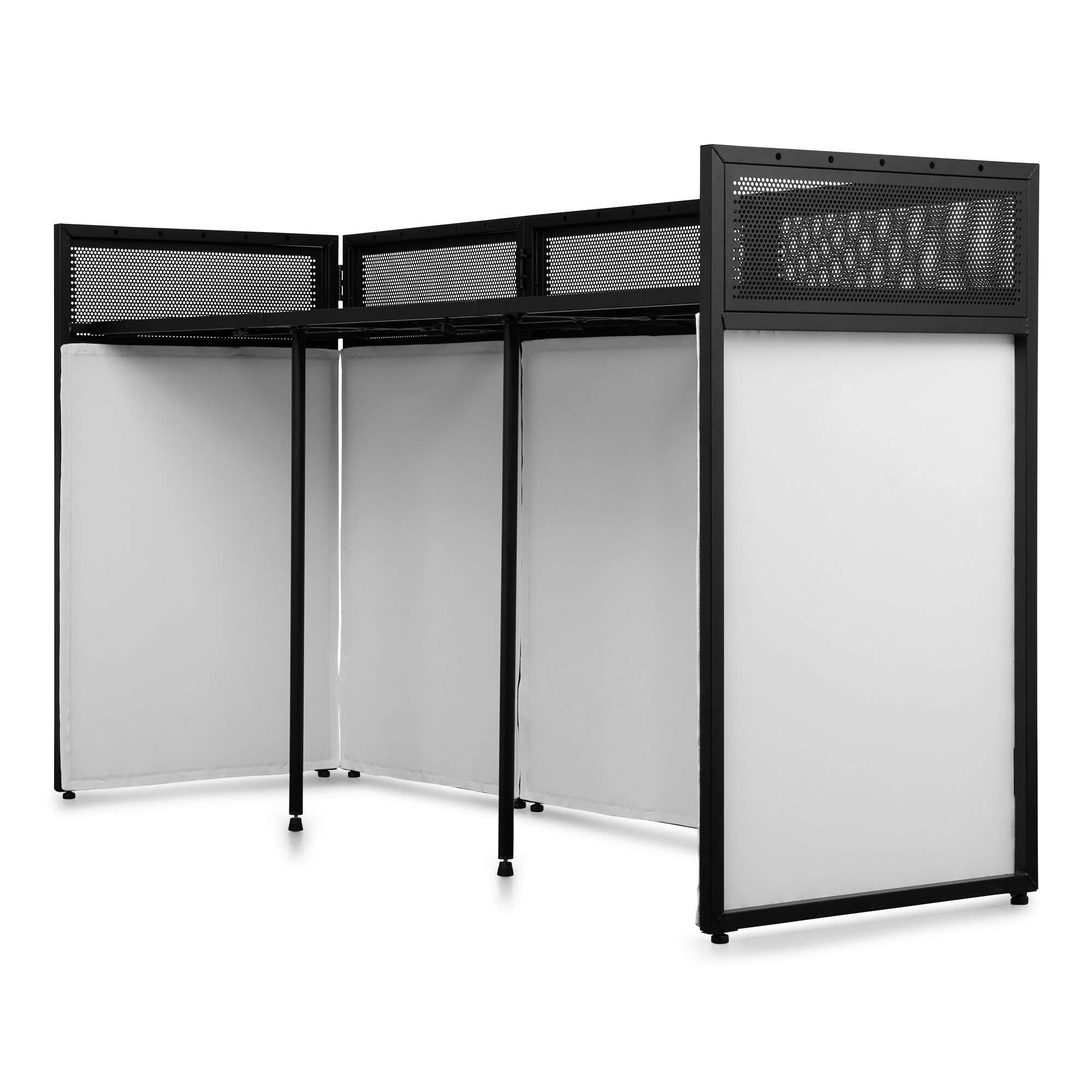 Vonyx DBA200 - Mobiler DJ Tisch, 2 Meter - Großer Klapptisch inkl. Tasche & 2 Lycra-Cover (Weiß/Schwarz), DJ Pult - Stabiler Multifunktionstisch für DJ Equipment & Messe - Alu Schwarz