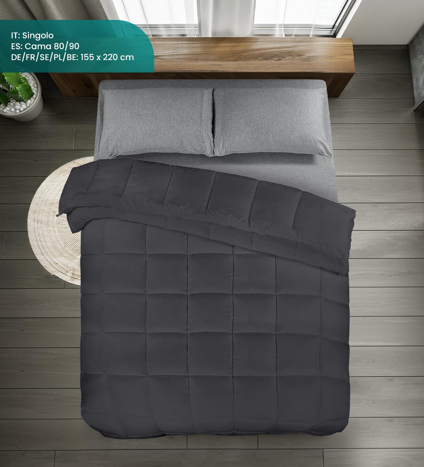 Utopia Bedding Piumone, Primavera/Estivo Piumino, Piumino Leggero, Trapunta Primavera/Estivo 100% Microfibra in Fibra Cava (Primavera/Estivo) (Grigio, 155x220 cm)