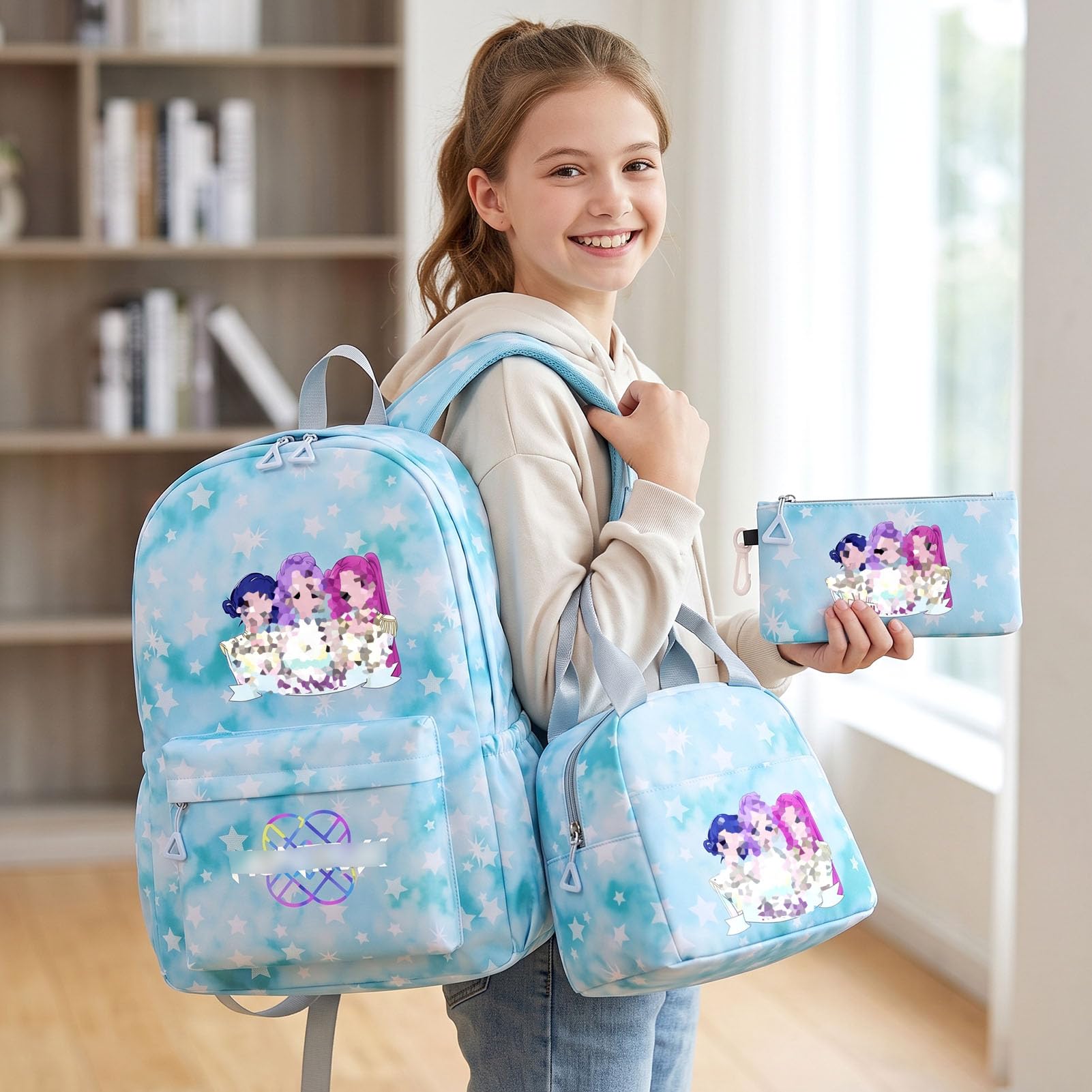 Borsa Kpop, set scuola ragazza con astuccio e borsa per il pranzo
