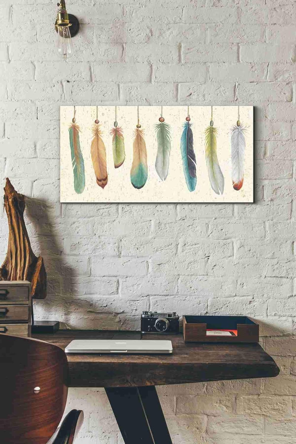 Epic Graffiti 'Feather Tales VIII' by Daphne Brissonet, Canvas Wall Art, 24"x12"