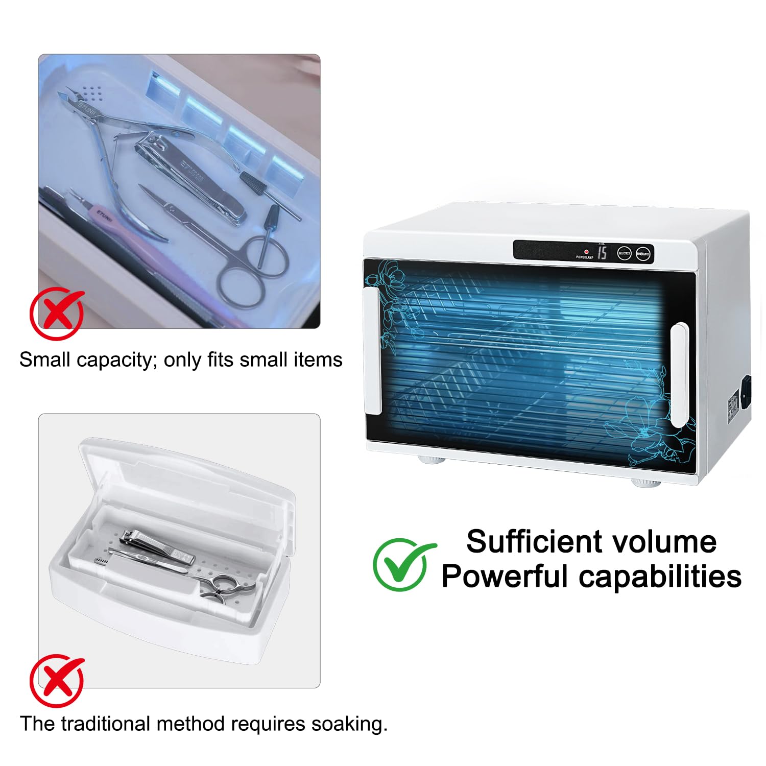 Nail Tool Cleaning Machine 12L High Capacity Cleaning Cabinet Salon Tools Cleaning Box with Touch Timer Setting for Esthetician, Manicurist, Spa, Tattoo, Barber&Salon