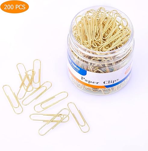 Miniatura 4 de FUDAO FAMILY Clips de papel medianos, 200 unidades, clips de papel, clips de papel dorados, clip de papel de 1.3 pulgadas (1.260 in)