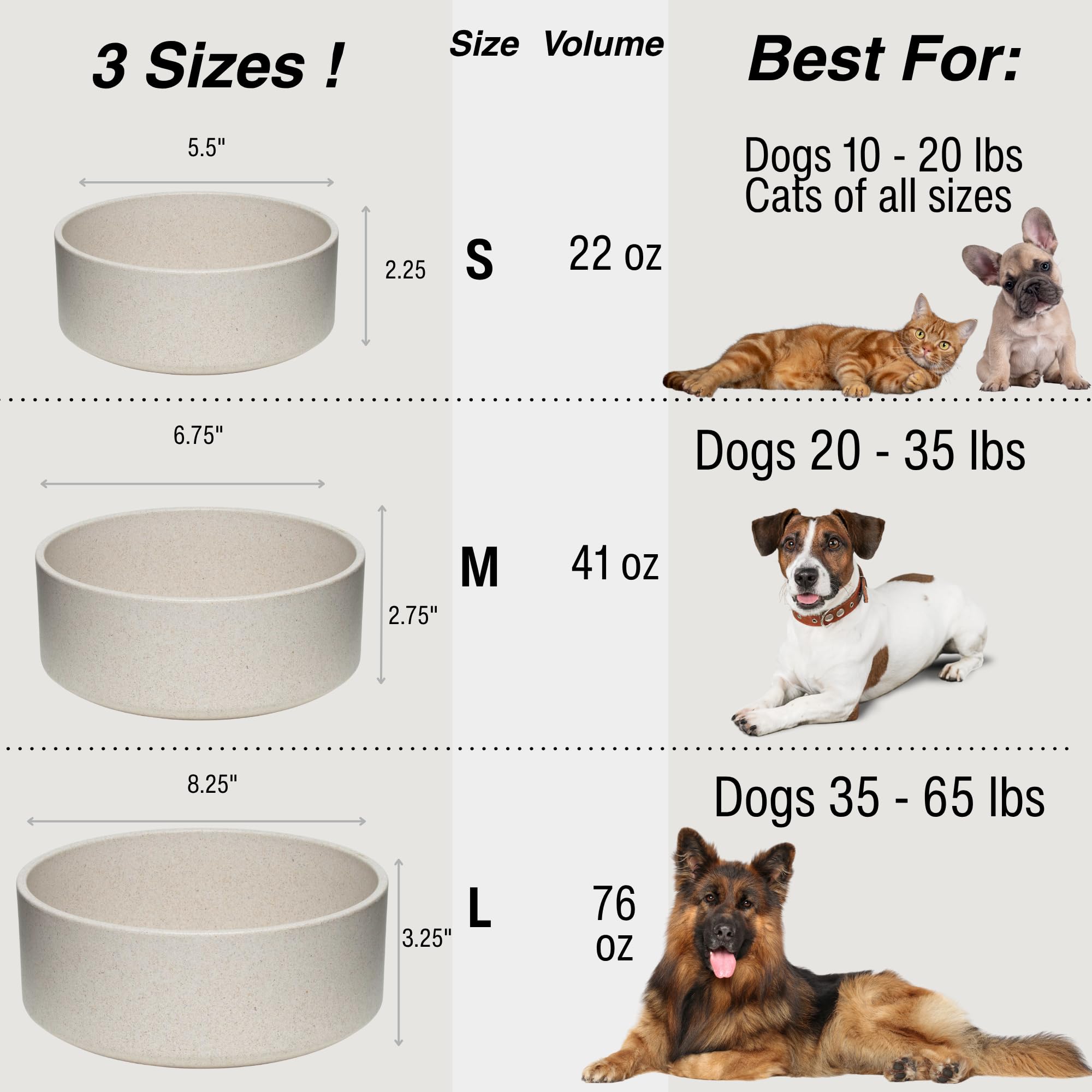 Loving Pets - Dolce Bamboo - Plato de Agua para Comida para Perros (Mediano, Color Avena-Beige)