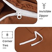 Vista 4 de NEXHOME PRO Juego de funda de edredón tamaño King, color naranja brunt de 3 piezas, estilo bohemio, copetudo, suave y ligero, 100% microfibra