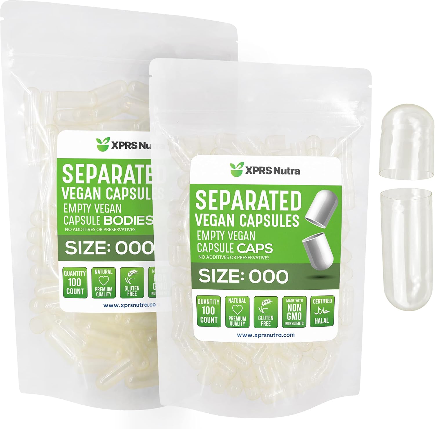 Vegan Size 000 Separated sules- Premium Empty s Separated
