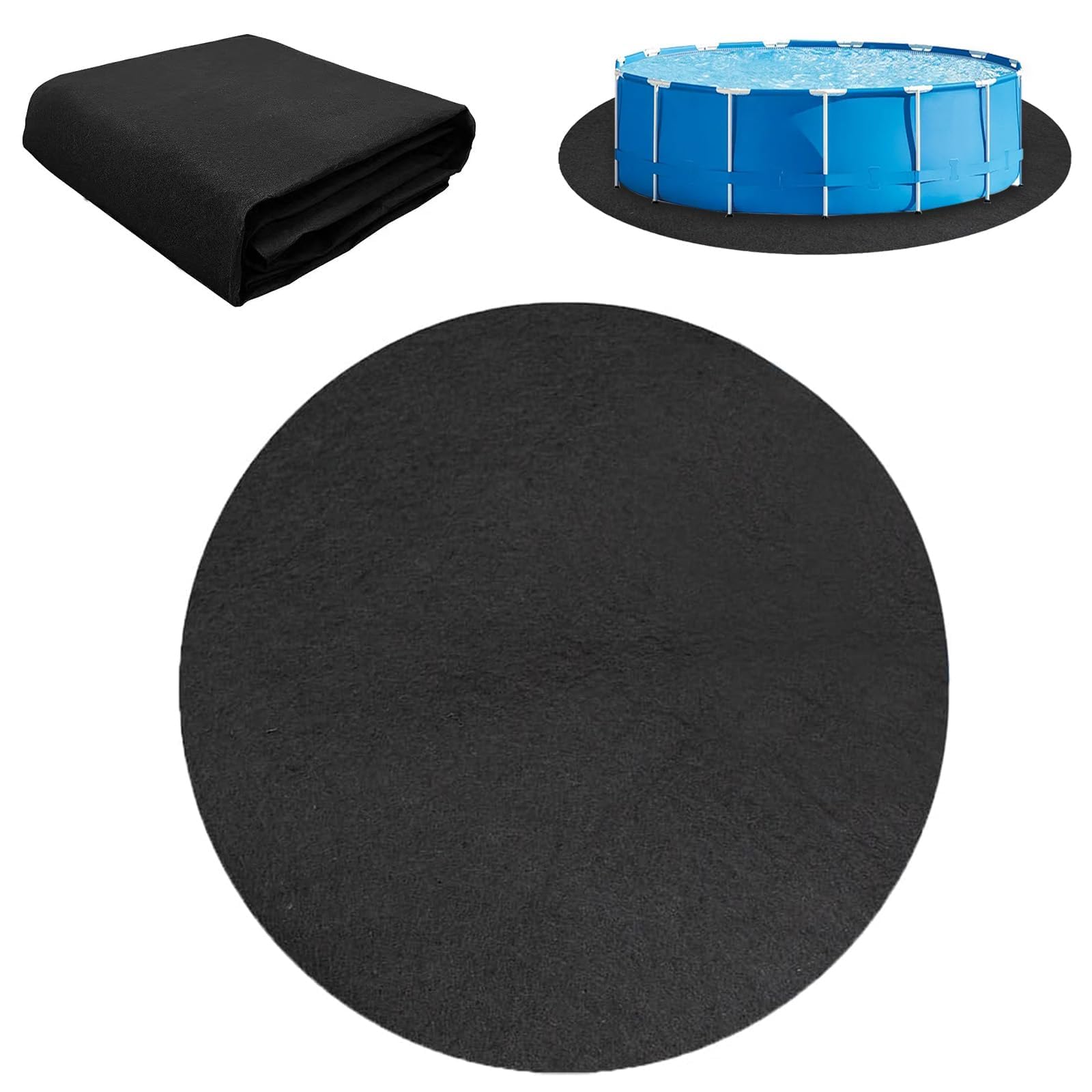 MeYuxg Poolunterlage Rund, 305CM Pool Bodenplane Bodenmatte, rutschfeste Pool Unterlage Schutzboden Rund, Faltbarer Outdoor Pool Bodenschutzmatte Für Outdoor Swimmingpool (Ø305CM)